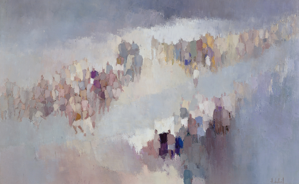 L'attente des coureurs au sommet du col - Huile sur toile - 130 x 97cm (2003)